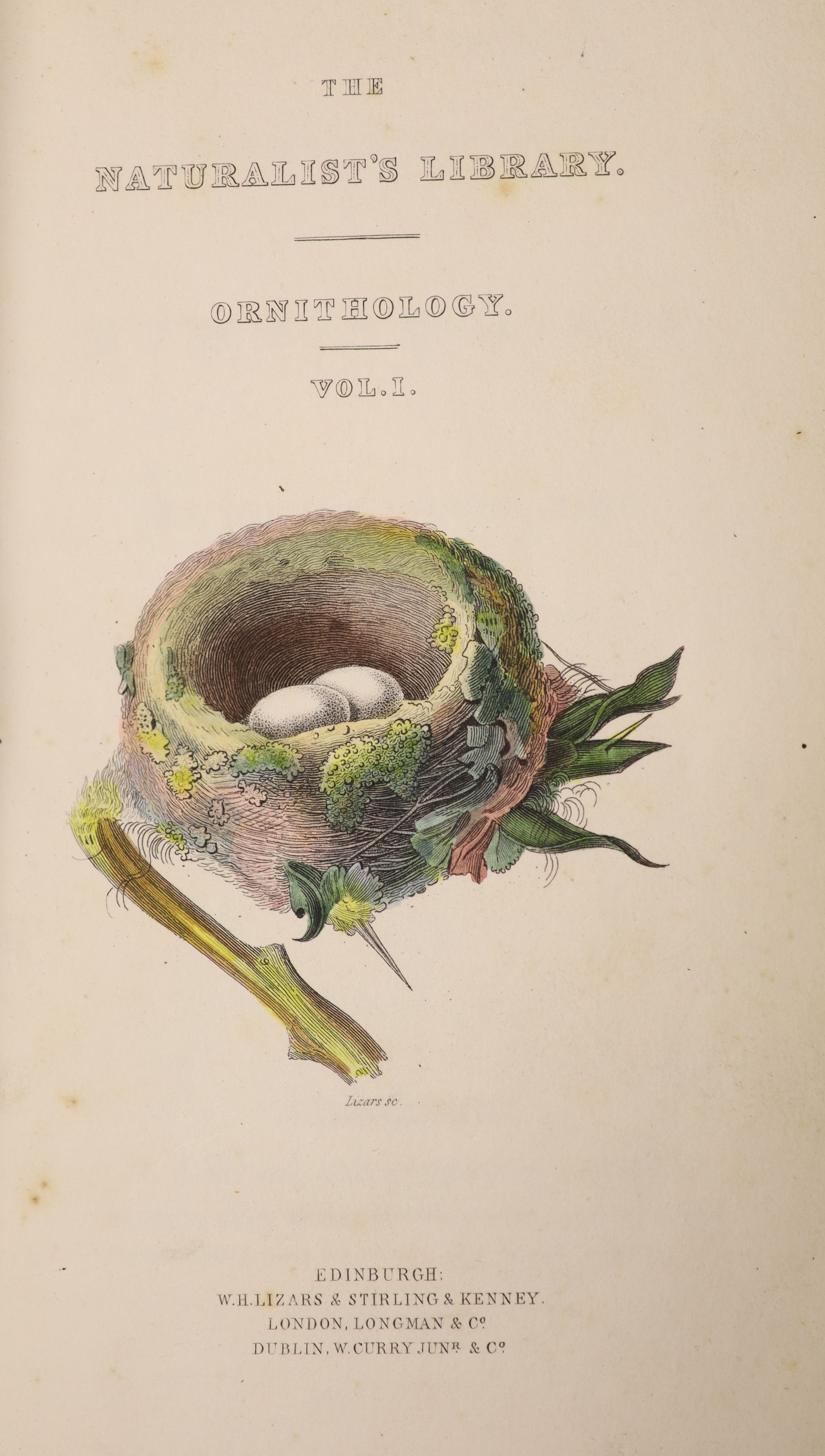 Jardine, Sir William - The Natural History of Humming-Birds, 2 vols. in 1, 12mo, rebound half green morocco, end papers renewed with portrait frontispieces and 64 hand-coloured plates, W.H. Lizars, and Stiring and Kenney